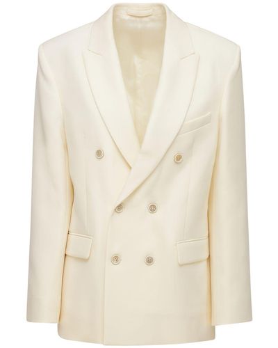 Wardrobe NYC Double Breasted Wool Blazer - Natural