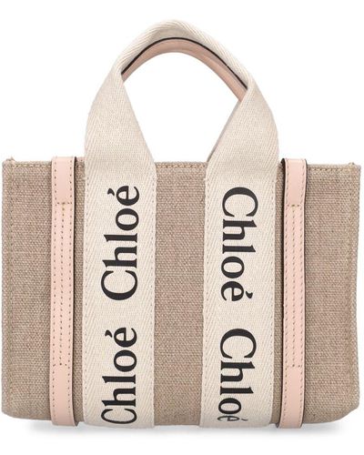 Chloé Mini Woody キャンバストップハンドルバッグ - ナチュラル