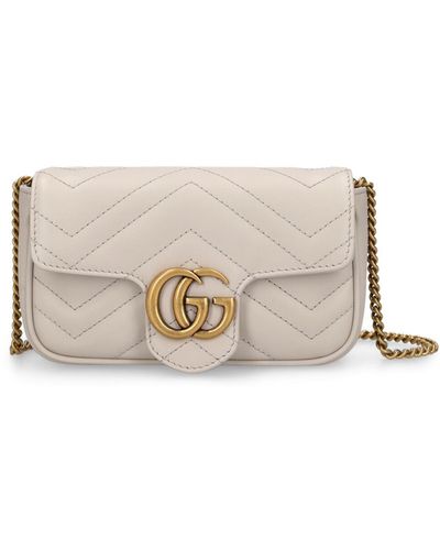 Gucci Super Mini gg Marmont Leather Bag - Natural