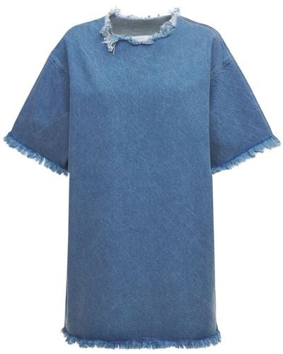 Marques'Almeida Robe T-shirt Oversize En Coton Mélangé Refibra - Bleu