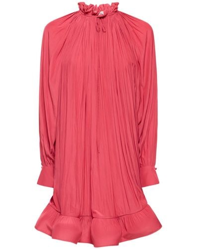 Lanvin Ruffled Charmeuse Mini Dress - Pink