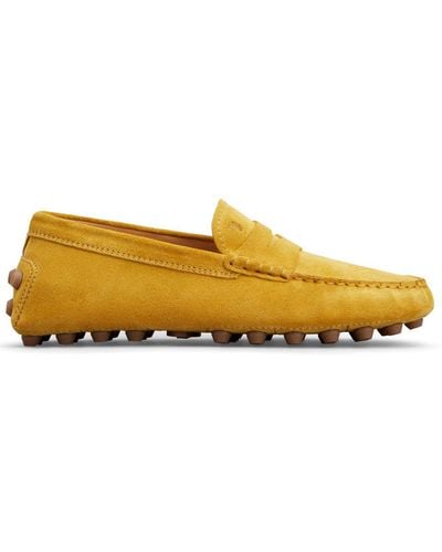 Tod's 5Mm Gommino Macro Suede Loafers - Yellow