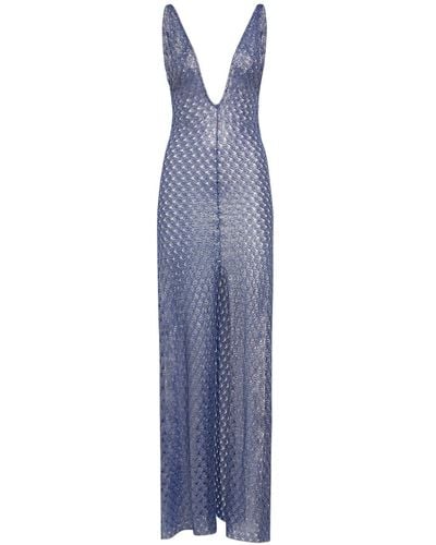 Missoni Sequined V-neck Long Dress - Blue