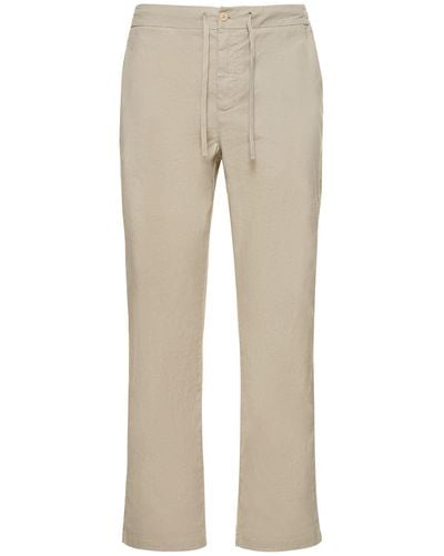 Frescobol Carioca Des Linen & Cotton Stretch Trousers - Natural