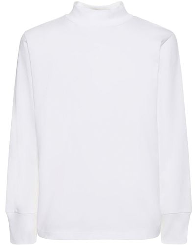 Sacai Baumwoll-t-shirt Mit Hohem Kragen Und Logo - Weiß