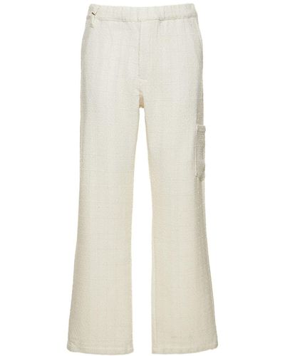 FLANEUR HOMME Flared Tailored Tweed Pants - Natural