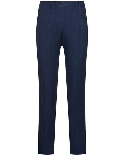Frescobol Carioca Affonso Tailored Linen Trousers - Blue