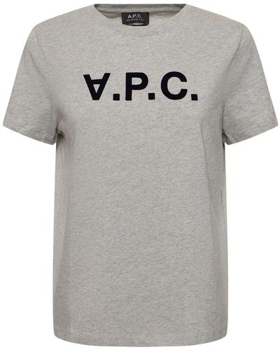 A.P.C. T-shirt in jersey di cotone con logo - Grigio