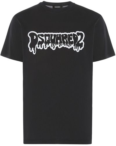 DSquared² Logo Printed Cotton T-Shirt - Black