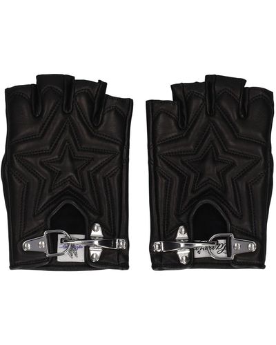 Lanvin Padded Leather Fingerless Gloves - Black