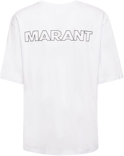 Isabel Marant Logo Print Over Cotton Jersey T-shirt - Weiß