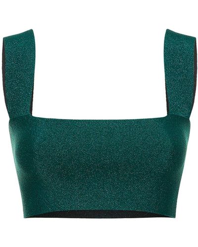 Victoria Beckham Lurex Viscose Blend Bandeau Top - Green