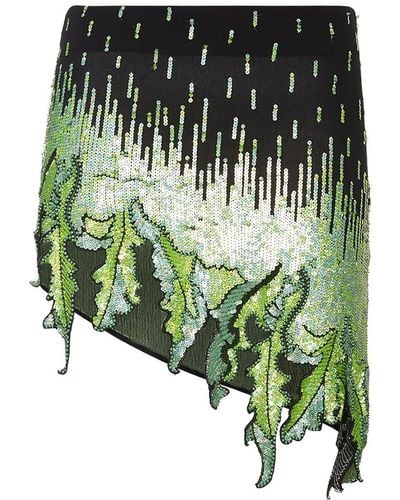 GIUSEPPE DI MORABITO Mini-jupe En Viscose Embellie - Vert