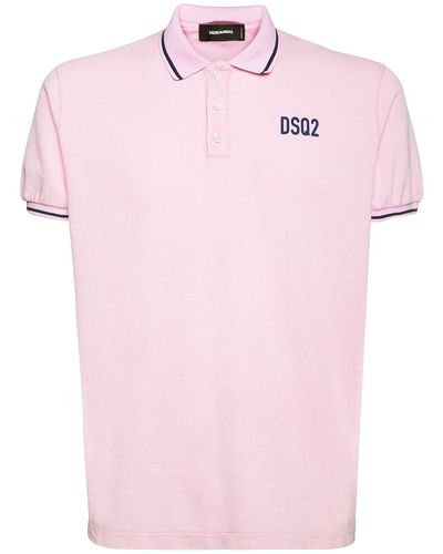 DSquared² Polohemd Aus Baumwollpiqué Mit Logodruck - Pink