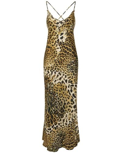 Roberto Cavalli シルクツイルドレス - メタリック