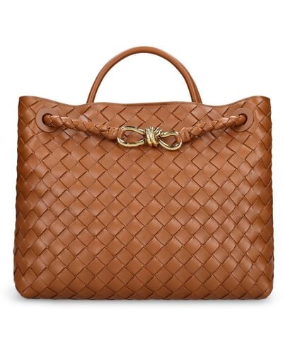 Bottega Veneta Medium Andiamo Leather Top Handle Bag - Brown