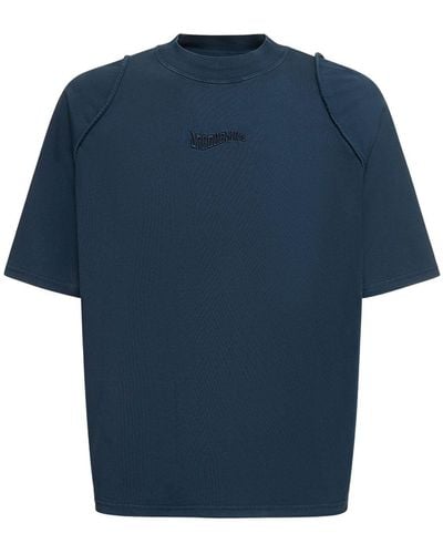Jacquemus Le T-shirt Camargue Oberteil mit Logo-Stickerei - Blau