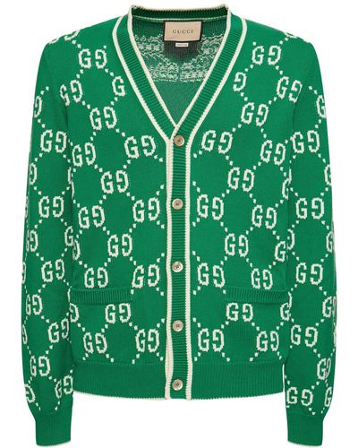 Gucci Cardigan en maille de coton gg - Vert