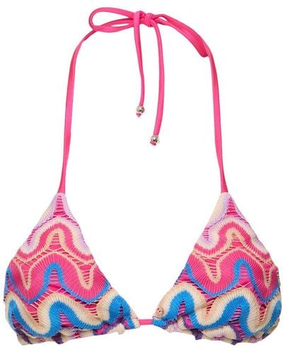 PATBO Crochet Triangle Bikini Top - Pink