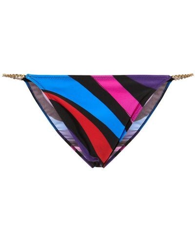 Emilio Pucci Slip bikini in lycra stampata - Blu