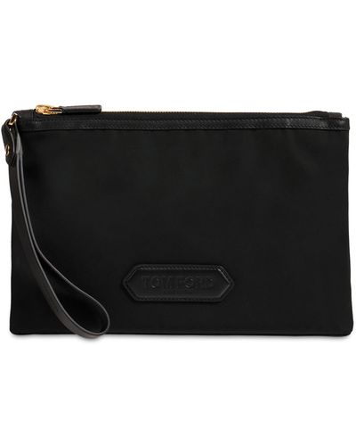 Tom Ford Logo Tech & Leather Pouch - Black