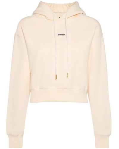 Jacquemus Le Hoodie Gros Grain コットンクロップドフーディー - ナチュラル