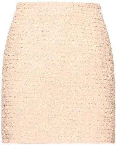 Alessandra Rich Sequined Tweed Mini Skirt - Natural