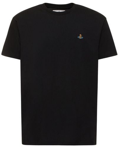 Vivienne Westwood Logo Embroidery Cotton Jersey T-Shirt - Black