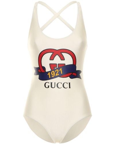 Gucci Badeanzug Aus Schillerndem Jersey - Weiß