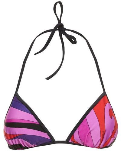 Emilio Pucci Top de bikini de lycra estampado - Morado