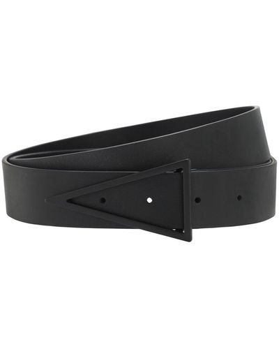 Bottega Veneta 3Cm Leather Belt W/ Triangle Buckle - White