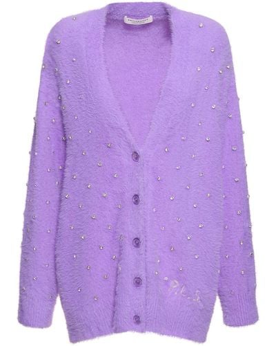 Philosophy Di Lorenzo Serafini Embellished Fuzzy Cardigan - Purple