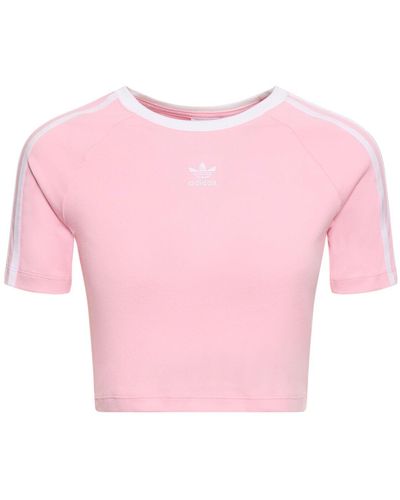 adidas Originals T-shirt Aus Baumwolle Mit 3 Streifen - Pink