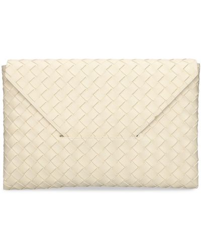 Bottega Veneta Large Origami レザーエンベロップポーチ - ナチュラル