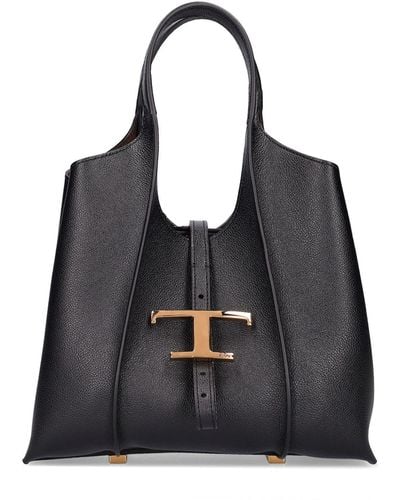 Tod's Mini T Leather Top Handle Bag - Black