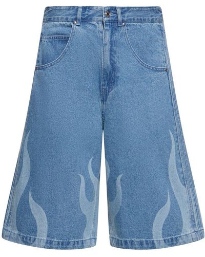 adidas Originals Flames Cotton Denim Shorts - Blue