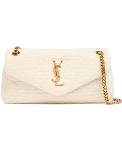 Saint Laurent Kleine Tasche Aus Seide Mit Kette "calypso" - Natur