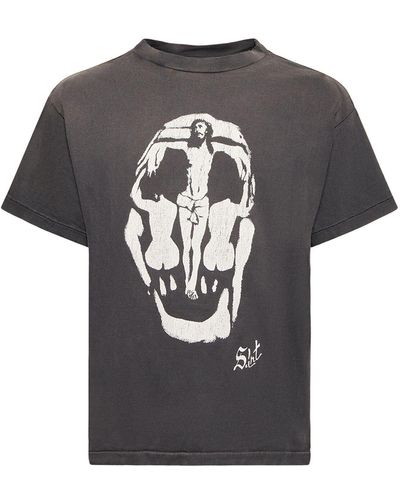 Saint Michael Saint Skull Printed T-shirt - Grey