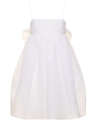 Cecilie Bahnsen Gina Matelassé Mini Dress W/bow - White