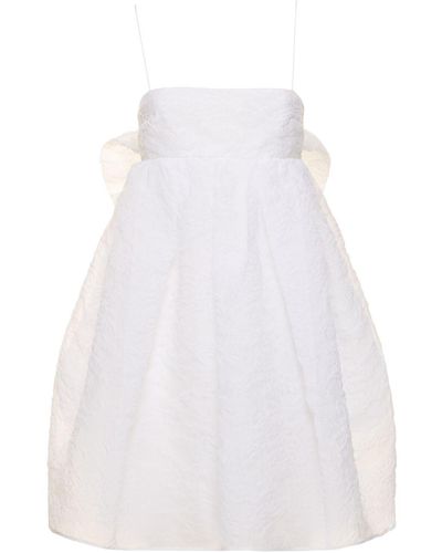 Cecilie Bahnsen Gina Matelassé Mini Dress W/bow - White