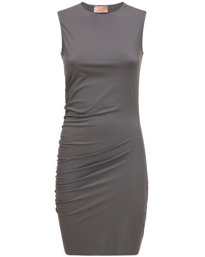 Wolford Amina Muaddi Draped Jersey Mini Dress - Grey