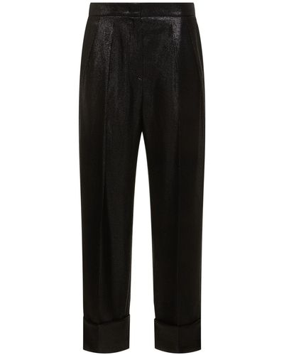 Giorgio Armani Fluid Texture Lurex High Waist Pants - Black