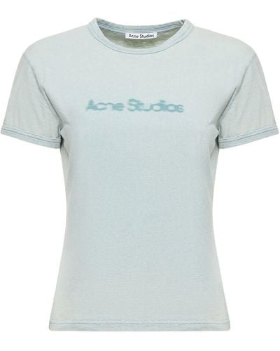 Acne Studios T-shirt in jersey di cotone con logo - Blu