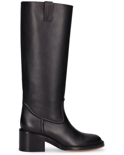 Chloé 60Mm Mallo Leather & Shearling Boots - Black
