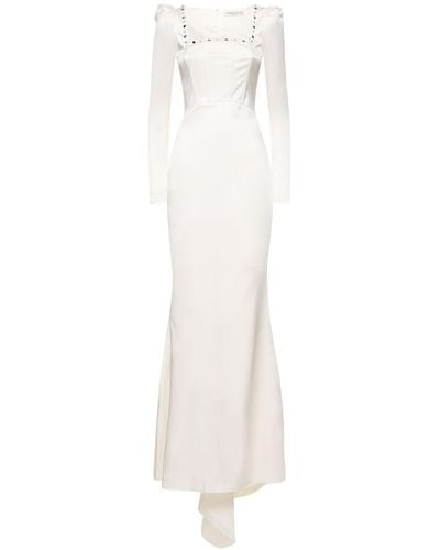 Alessandra Rich Square-neck Silk-blend Gown - White
