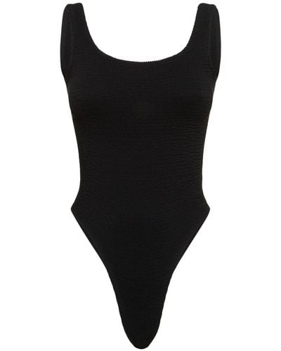 Reina Olga Papaia Crinkled One Piece Swimsuit - Black