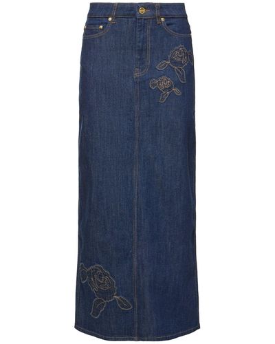 Ganni Rinsed Denim Maxi Skirt - Blue