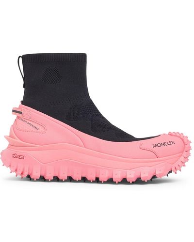 Moncler 45mm Hohe Nylonstricksneakers "trailgrip" - Pink
