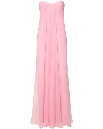 Alexander McQueen Langes Kleid Aus Seide - Pink