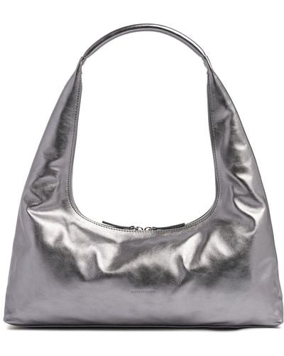 Marge Sherwood Large Hobo Plain Leather Shoulder Bag - Grey
